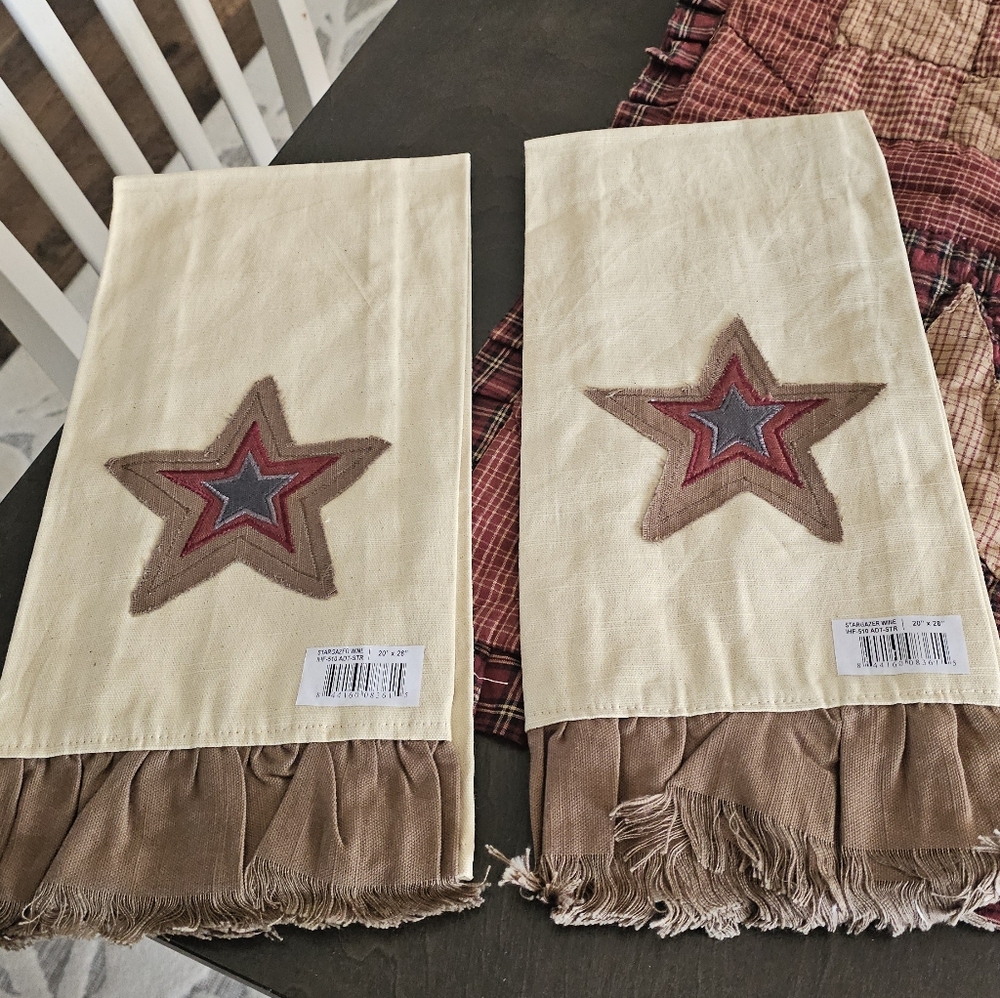 Star Embroidered Bath Towels - Cream and Brown STARGAZER WINE SET OF 2 TEA TOWEL